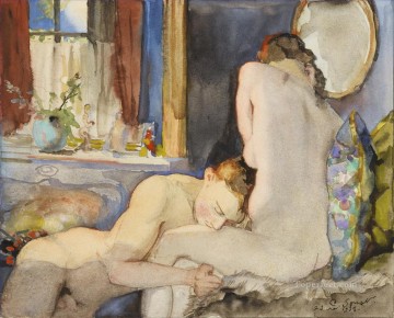 Desnudo Painting - LOS AMANTES Konstantin Somov desnudo sexual desnudo